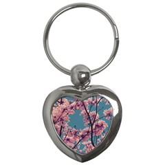 Colorful Floral Leaves Photo Key Chain (heart) by dflcprintsclothing