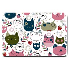 Pattern With Cute Cat Heads Large Doormat 