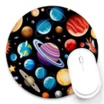 Background-with-many-planets-space Round Mousepads Front