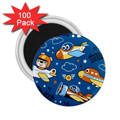 Seamless-pattern-with-nice-planes-cartoon 2 25  Magnets (100 Pack) 