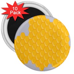 Hexagons Yellow Honeycomb Hive Bee Hive Pattern 3  Magnets (10 Pack) 