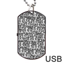 Sketchy Monster Insect Drawing Motif Pattern Dog Tag Usb Flash (one Side)