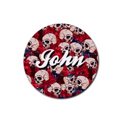 Skull Floral Plants Drink Coasters 4 Pack (round) by Wanni