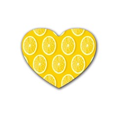 Lemon-fruits-slice-seamless-pattern Rubber Heart Coaster (4 Pack) by nate14shop