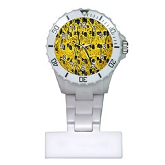 Yellow-abstrac Plastic Nurses Watch by nate14shop