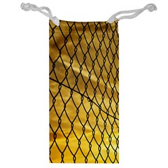 Chain Link Fence Sunset Wire Steel Fence Jewelry Bag by artworkshop