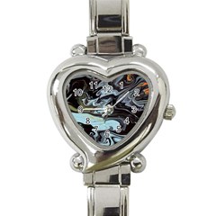 Abstract Painting Black Heart Italian Charm Watch