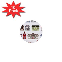 Houses 1  Mini Buttons (10 Pack) 