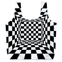 Black And White Chess Checkered Spatial 3d Full Print Recycle Bag (xxxl)