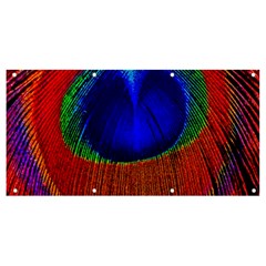 Red Peacock Plumage Fearher Bird Pattern Banner And Sign 8  X 4 