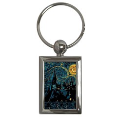 Cartoon Starry Night Vincent Van Gofh Key Chain (rectangle) by Jancukart