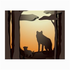 Vectors Painting Wolves Nature Forest Small Glasses Cloth