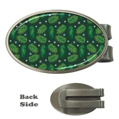 Leaves Snowflake Pattern Holiday Money Clips (oval) 