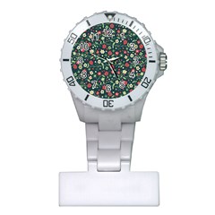 Flowering-branches-seamless-pattern Plastic Nurses Watch