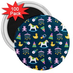 Cute Babies Toys Seamless Pattern 3  Magnets (100 Pack)
