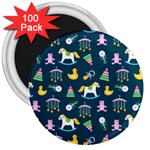 Cute Babies Toys Seamless Pattern 3  Magnets (100 pack) Front
