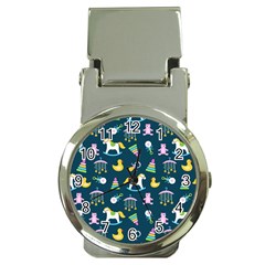 Cute Babies Toys Seamless Pattern Money Clip Watches