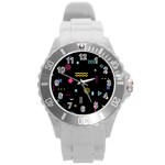 Illustration Geometric Art Colorful Shapes Round Plastic Sport Watch (L) Front