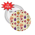 Food Illustration Cupcake Pattern Lollipop 2.25  Buttons (10 pack)  Front