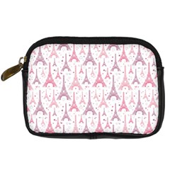 Eiffel Tower Pattern Wallpaper Digital Camera Leather Case