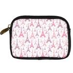 Eiffel Tower Pattern Wallpaper Digital Camera Leather Case Front