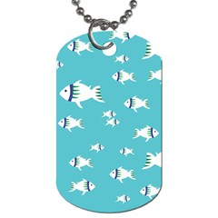 Blue Fish Pattern Dog Tag (one Side)