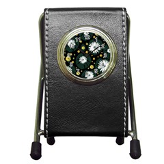 Background Pattern Texture Flower Pen Holder Desk Clock