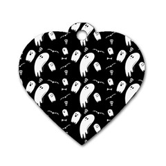 Ghost Background Halloween Dog Tag Heart (one Side) by Wegoenart