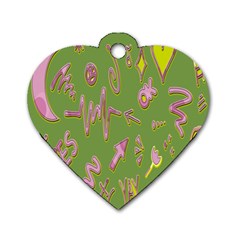 Green Yes Pink Dog Tag Heart (two Sides)