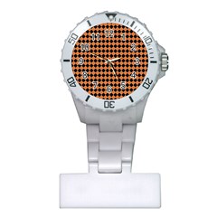Halloween Black Orange Plaids Plastic Nurses Watch
