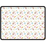 Easter Bunny Pattern Hare Fleece Blanket (Large)  80 x60  Blanket Front