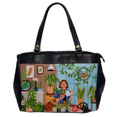 Crazy Plant Lady At Greenhouse  Oversize Office Handbag (one Side) by flowerland