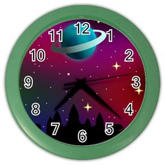 Asteroid Comet Star Space Aurora Color Wall Clock