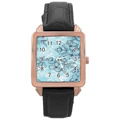 Flowers-25 Rose Gold Leather Watch 
