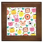 Cute Animals Cartoon Seamless Background Framed Tile Front