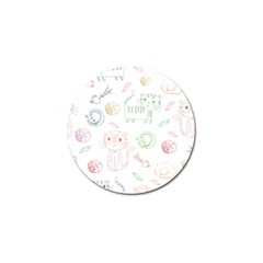 Cats And Food Doodle Seamless Pattern Golf Ball Marker
