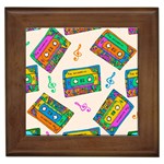 Seamless Pattern With Colorful Cassettes Hippie Style Doodle Musical Texture Wrapping Fabric Vector Framed Tile Front