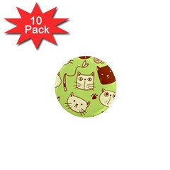 Cute-hand-drawn-cat-seamless-pattern 1  Mini Magnet (10 Pack) 