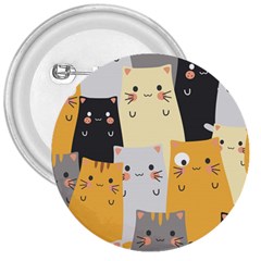 Seamless Pattern Cute Cat Cartoons 3  Buttons