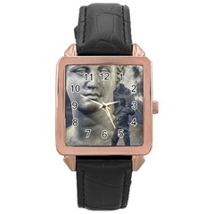 Men Taking Photos Of Greek Goddess Rose Gold Leather Watch 