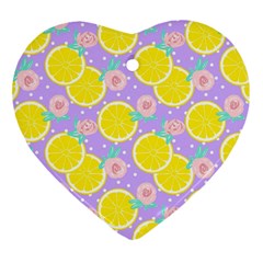 Purple Lemons  Heart Ornament (two Sides) by ConteMonfrey