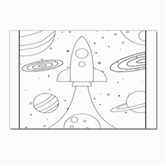 Going To Space - Cute Starship Doodle  Postcard 4 x 6  (pkg Of 10) by ConteMonfrey