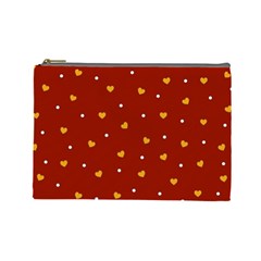 Red Yellow Love Heart Valentine Cosmetic Bag (large) by Ravend