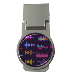 Colorful-sound-wave-set Money Clips (round) 