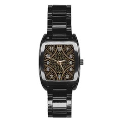 Zentangle-styled-ornament-pattern Stainless Steel Barrel Watch