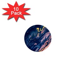 Liquid Abstract Paint Texture 1  Mini Buttons (10 Pack) 