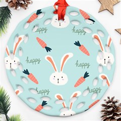 Bunny Carrot Pattern Background Ornament (round Filigree)