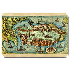 Medeival Ancient Map Fortress Island Seaport Town Large Doormat