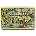 Medeival Ancient Map Fortress Island Seaport Town Large Doormat 30 x20  Door Mat