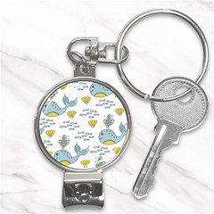Cartoon Whale Seamless Background Pattern Nail Clippers Key Chain